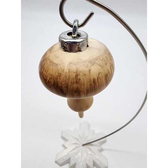 Handmade Set of 2 Wooden Ornaments Unique Finial Shaped Light wood Minimalist - Picture 4 of 12